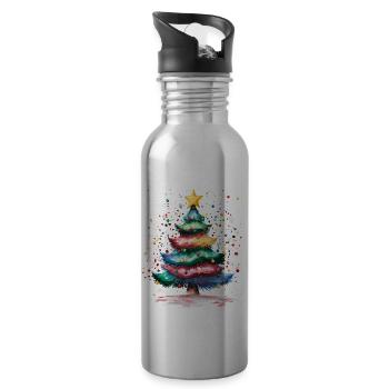arbre de Noël conception de vacances festives avec coloré - Gourde avec paille intégrée - argent clair - Droite