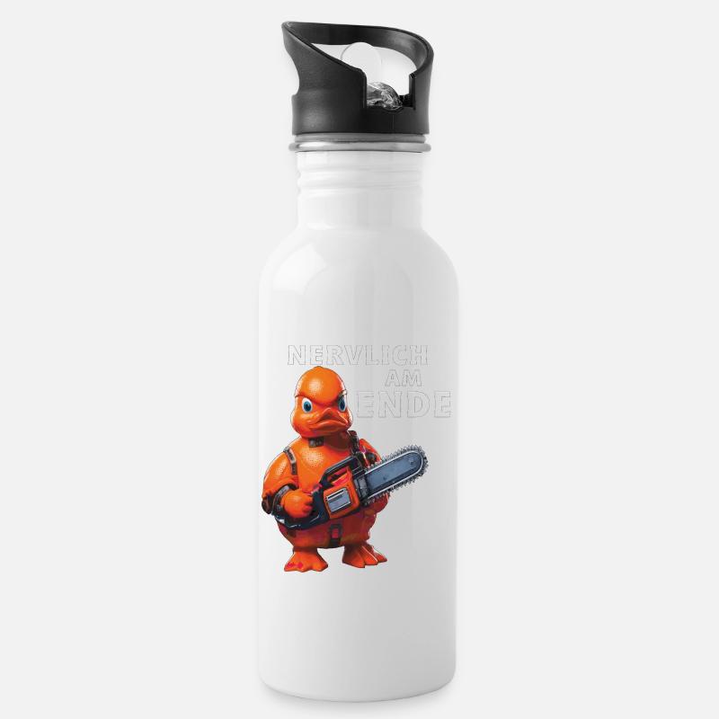 NERVLICH AM ENDE - Trinkflasche mit integriertem Trinkhalm - Weiß