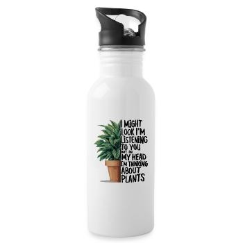 Head by the plants, heart in the garden - Water bottle with straw - white - Right