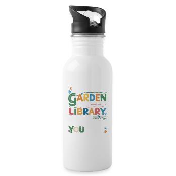 Jardin et bibliothèque – tout ce dont vous avez besoin - Gourde avec paille intégrée - blanc - Droite