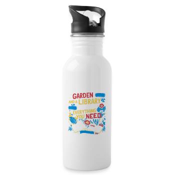 Garten und Bibliothek – alles, was du brauchst - Trinkflasche mit integriertem Trinkhalm - Weiß - Rechts