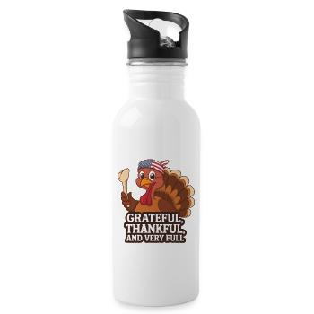 Lustiger Thanksgiving Truthahn - Trinkflasche mit integriertem Trinkhalm - Weiß - Rechts