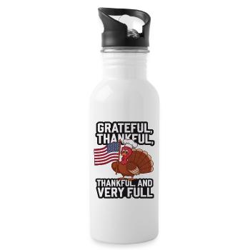 Lustiger Thanksgiving Truthahn - Trinkflasche mit integriertem Trinkhalm - Weiß - Rechts