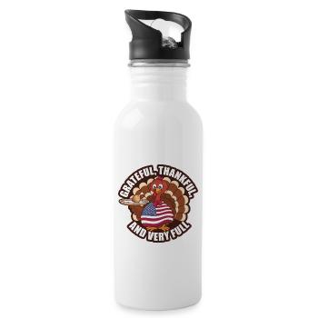 Lustiger Thanksgiving Truthahn - Trinkflasche mit integriertem Trinkhalm - Weiß - Rechts