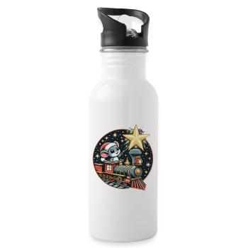 Modèle de Noël Train Souris Étoile Enfants Mignon - Gourde avec paille intégrée - blanc - Droite