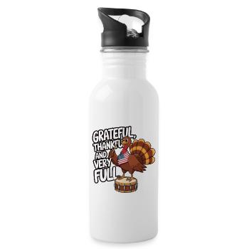 Lustiger Thanksgiving Truthahn - Trinkflasche mit integriertem Trinkhalm - Weiß - Rechts