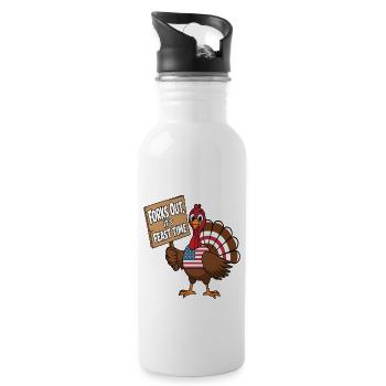 Lustiger Thanksgiving Truthahn - Trinkflasche mit integriertem Trinkhalm - Weiß - Rechts
