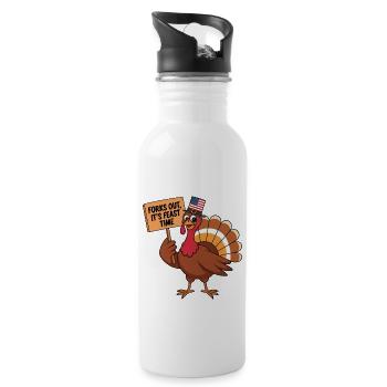 Lustiger Thanksgiving Truthahn - Trinkflasche mit integriertem Trinkhalm - Weiß - Rechts