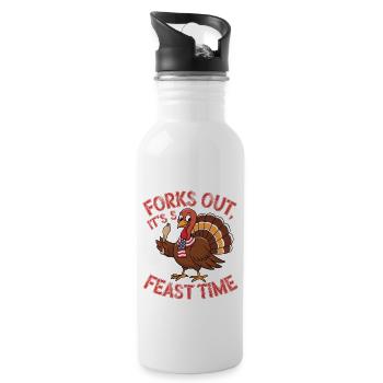 Lustiger Thanksgiving Truthahn - Trinkflasche mit integriertem Trinkhalm - Weiß - Rechts