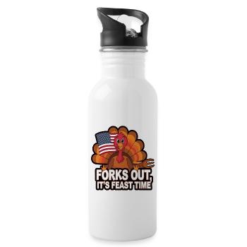 Lustiger Thanksgiving Truthahn - Trinkflasche mit integriertem Trinkhalm - Weiß - Rechts