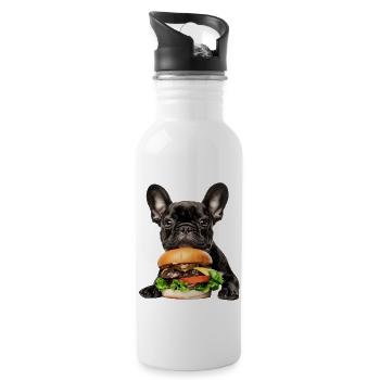 Bouledogue français - Gourde avec paille intégrée - blanc - Droite