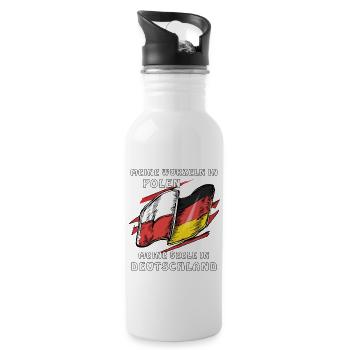 ROOTS IN POLAND SOUL IN GERMANY - Water bottle with straw - white - Right