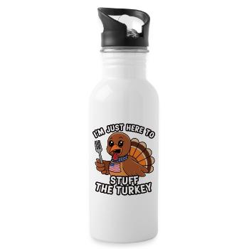 Lustiger Thanksgiving Truthahn - Trinkflasche mit integriertem Trinkhalm - Weiß - Rechts
