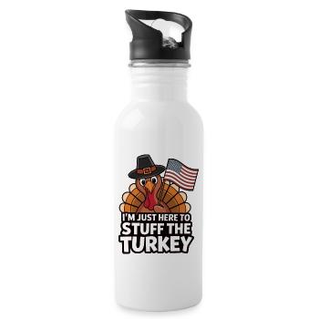 Lustiger Thanksgiving Truthahn - Trinkflasche mit integriertem Trinkhalm - Weiß - Rechts