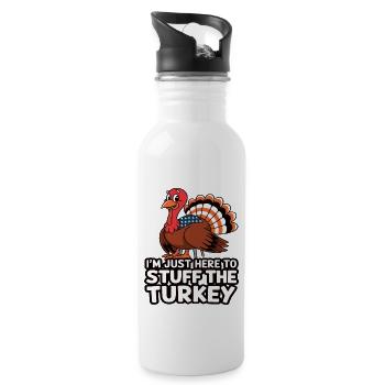 Lustiger Thanksgiving Truthahn - Trinkflasche mit integriertem Trinkhalm - Weiß - Rechts
