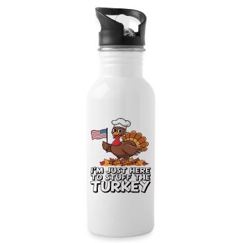 Lustiger Thanksgiving Truthahn - Trinkflasche mit integriertem Trinkhalm - Weiß - Rechts