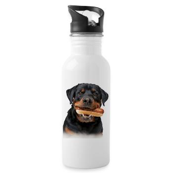 Rottweiler - Gourde avec paille intégrée - blanc - Droite