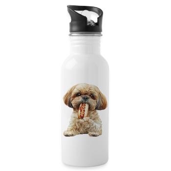 Shih Tzu - Trinkflasche mit integriertem Trinkhalm - Weiß - Rechts