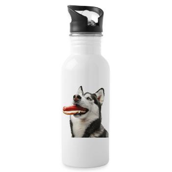 Siberian Husky - Water bottle with straw - white - Right