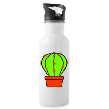 Cactus Plant Prickly Spiny Deserts Cacti - Water bottle with straw - white - Right