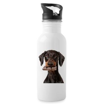Doberman - Gourde avec paille intégrée - blanc - Droite