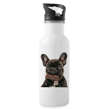 Bouledogue français - Gourde avec paille intégrée - blanc - Droite
