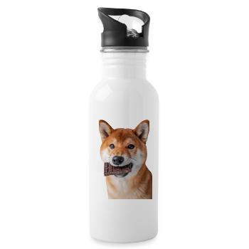 Shiba Inu - Water bottle with straw - white - Right