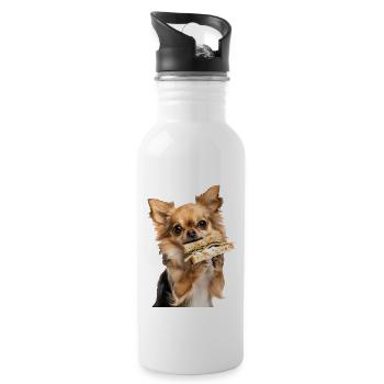 Chihuahua - Trinkflasche mit integriertem Trinkhalm - Weiß - Rechts