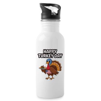 Lustiger Thanksgiving Truthahn - Trinkflasche mit integriertem Trinkhalm - Weiß - Rechts