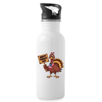 Lustiger Thanksgiving Truthahn - Trinkflasche mit integriertem Trinkhalm - Weiß - Rechts