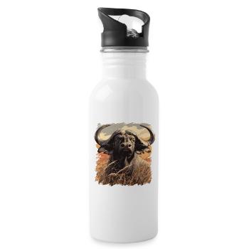 Buffalos Buffalo Büffel - Water bottle with straw - white - Right