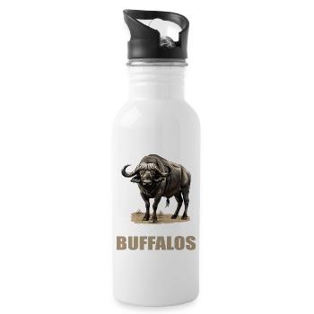 Buffalos Buffalo Büffel - Water bottle with straw - white - Right