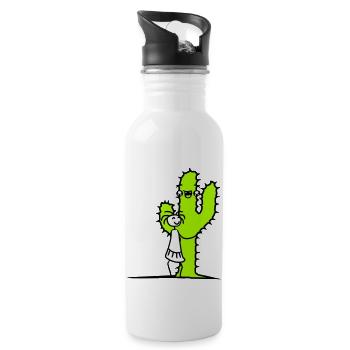 Cactus Hugging Girl Cacti Love Cute Prickly - Water bottle with straw - white - Right