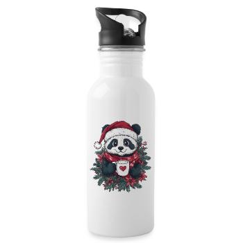 Panda Café Décoration de Noël Femmes Hommes Enfants - Gourde avec paille intégrée - blanc - Droite