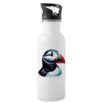 Puffin - Water bottle with straw - white - Right