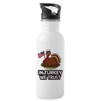 Lustiger Thanksgiving Truthahn - Trinkflasche mit integriertem Trinkhalm - Weiß - Rechts