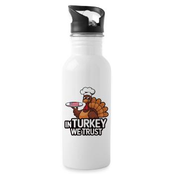 Lustiger Thanksgiving Truthahn - Trinkflasche mit integriertem Trinkhalm - Weiß - Rechts