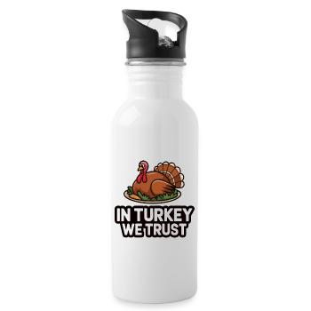 Lustiger Thanksgiving Truthahn - Trinkflasche mit integriertem Trinkhalm - Weiß - Rechts
