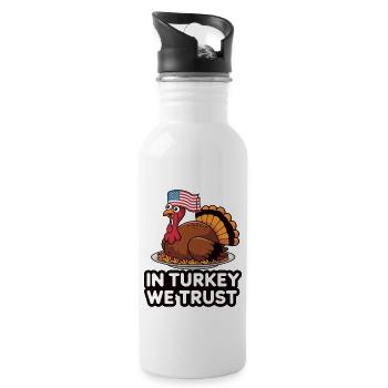 Lustiger Thanksgiving Truthahn - Trinkflasche mit integriertem Trinkhalm - Weiß - Rechts
