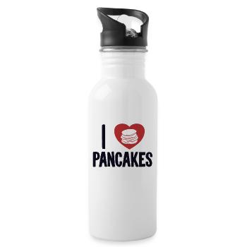 Ich liebe Pancakes Rezepte Grillkuchen Flapjack - Trinkflasche mit integriertem Trinkhalm - Weiß - Rechts