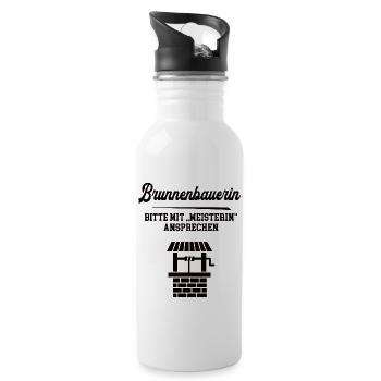 Brunnenbauerin Meister Prüfung Abschluß Brunnenbau - Trinkflasche mit integriertem Trinkhalm - Weiß - Rechts