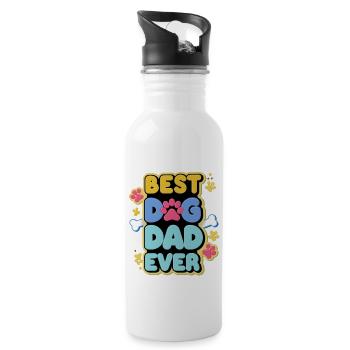 Bester Hundevater - Trinkflasche mit integriertem Trinkhalm - Weiß - Rechts