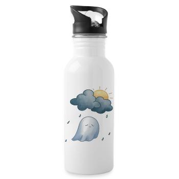 Petit fantôme sous la pluie - Gourde avec paille intégrée - blanc - Droite