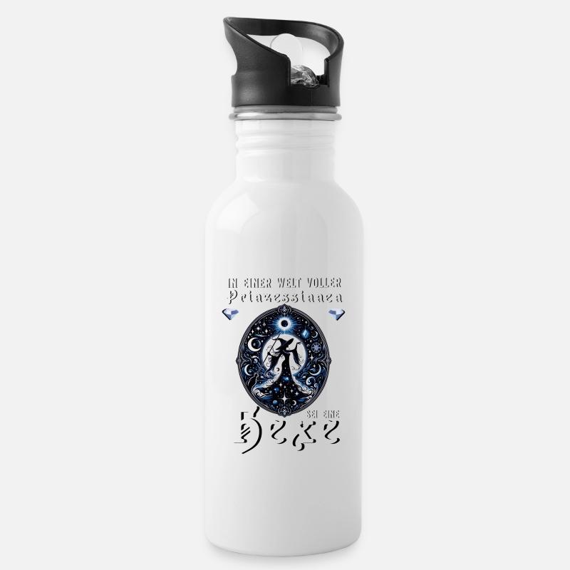 In einer Welt voller Prinzessinnen sei eine Hexe - Trinkflasche mit integriertem Trinkhalm - Weiß