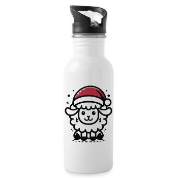 Cute Sheep Christmas Sheep - Water bottle with straw - white - Right