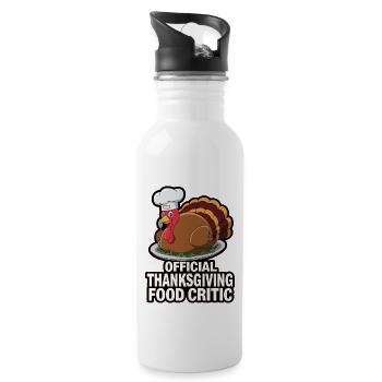 Funny Thanksgiving Turkey - Water bottle with straw - white - Right