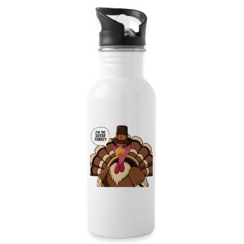 Funny Thanksgiving Turkey - Water bottle with straw - white - Right