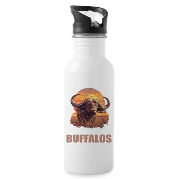 Buffalos Buffalo Büffel - Water bottle with straw - white - Right