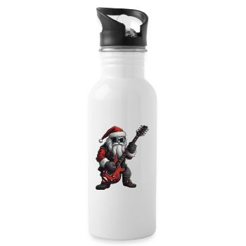 Weihnachtsmann Gitarre Santa - Trinkflasche mit integriertem Trinkhalm - Weiß - Rechts