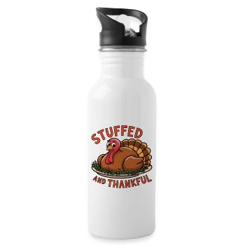 Lustiger Thanksgiving Truthahn - Trinkflasche mit integriertem Trinkhalm - Weiß - Rechts